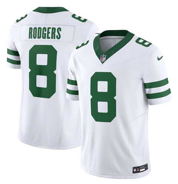 Mens New York Jets #8 Aaron Rodgers White 2023 F.U.S.E. Vapor Limited Throwback Stitched Football Jersey